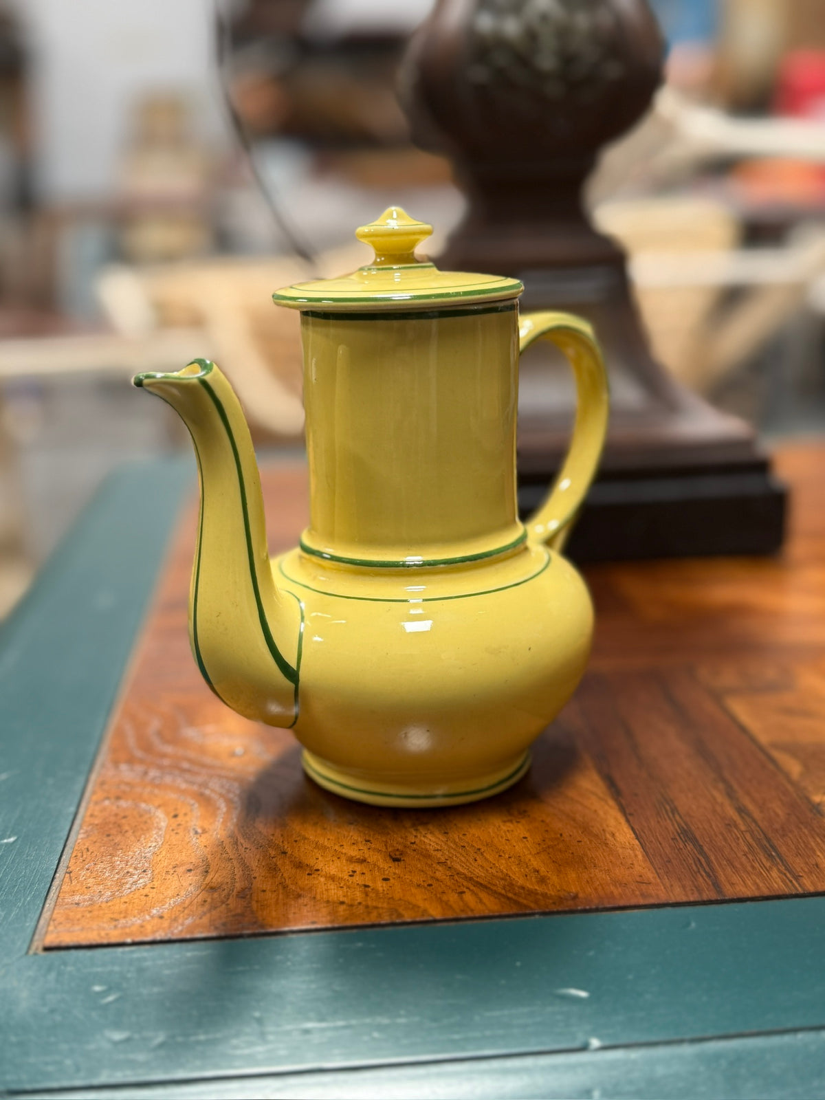 c. 1940s French Yellow Ceramic Coffee Pot