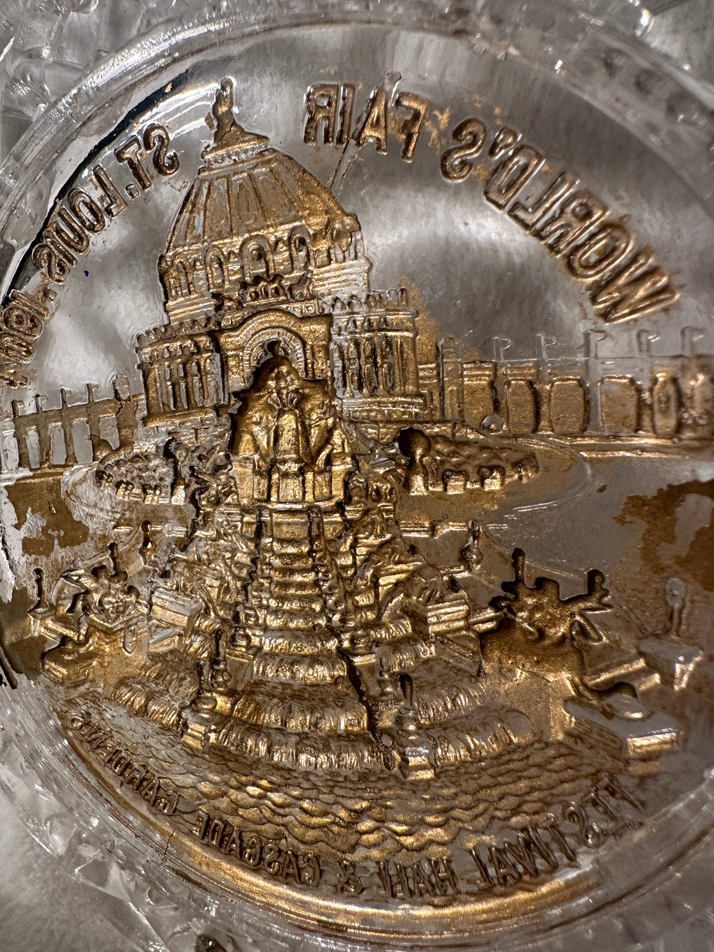 Antique 1904 St. Louis World’s Fair Pressed Glass Souvenir Plate, Festival Hall & Cascade Gardens