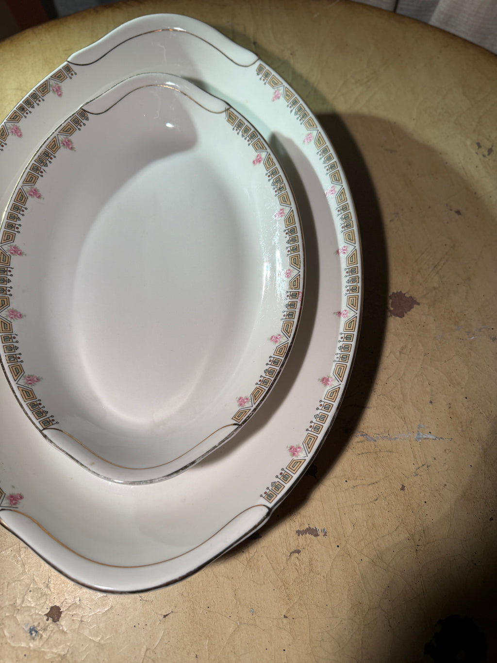 Antique Warwick China Serving Platters Floral Border USA