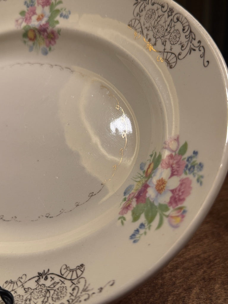 Paden City Pottery Oval Serving Platter c.1925–1940 | Antique American Floral China