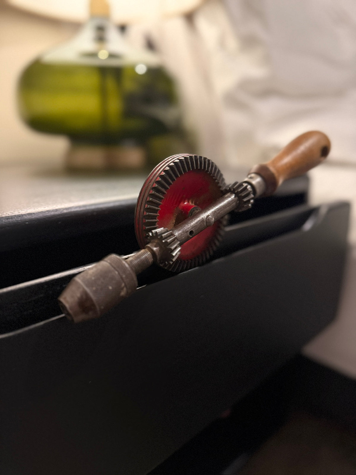 c. 1930s Vintage Eggbeater Hand Drill With Red Gear Wheel