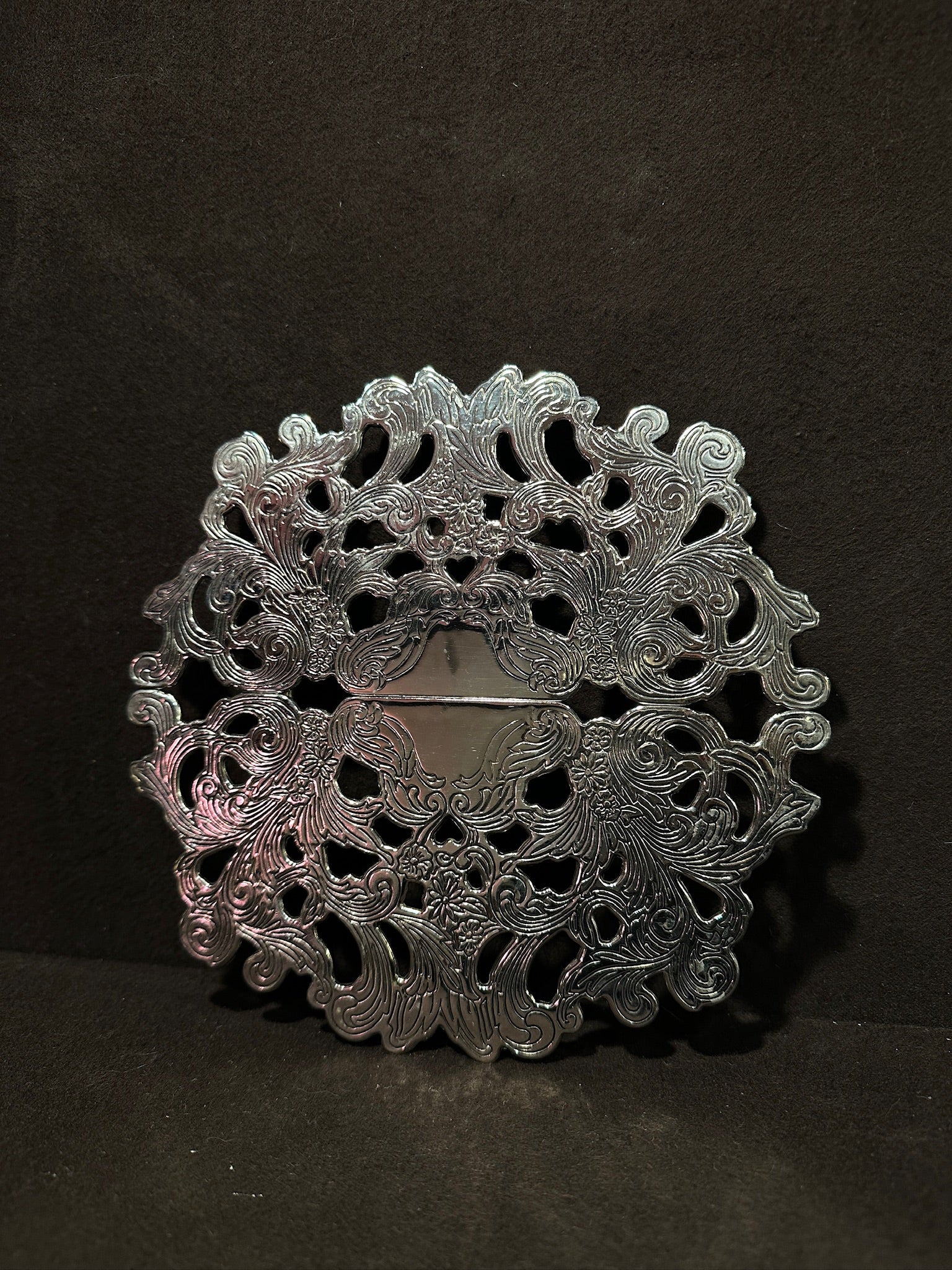 Vintage Expandable Silver-Plated Filigree Trivet (Mid-20th Century)