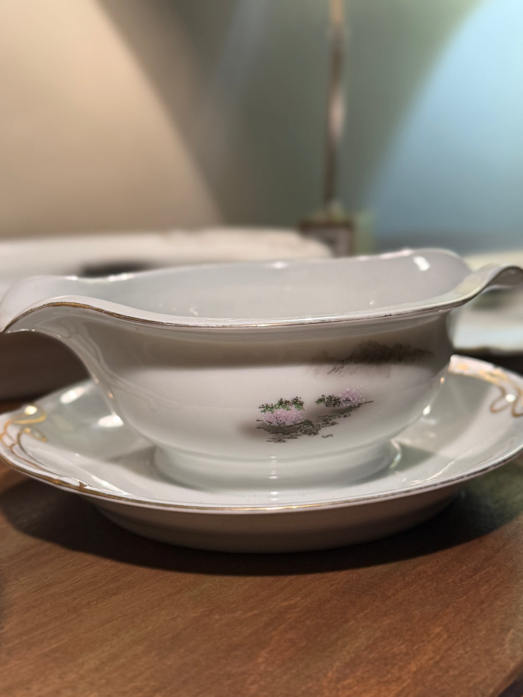 Fukagawa Arita Hand-Painted Porcelain Dinnerware Set, Japan, Late 1940s