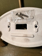 Porcelain Single-Toggle Switch Plate with Pink Dogwood Transfer Decoration, Oval Form, Unused with the Original Screws Still Sealed to the Reverse