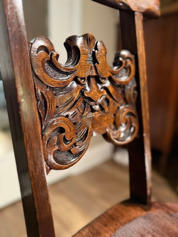 Late Victorian–Early Edwardian Carved Wood Side Chair, Circa 1895–1915