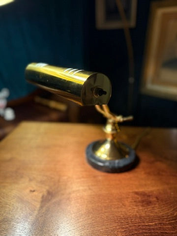 Vintage Brass Piano or Desk Lamp with Marble Base, Art Deco–Early Modern, c. 1925–1945