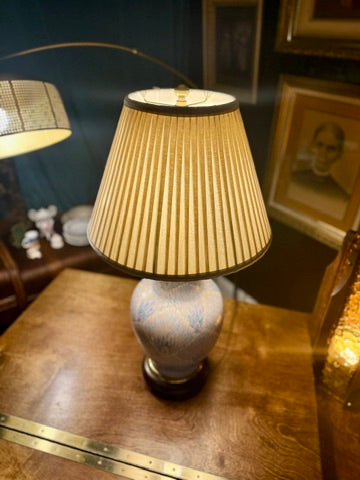 Antique Marbled Ceramic Table Lamp c.1930–1945 | Slip-Decorated Earthenware