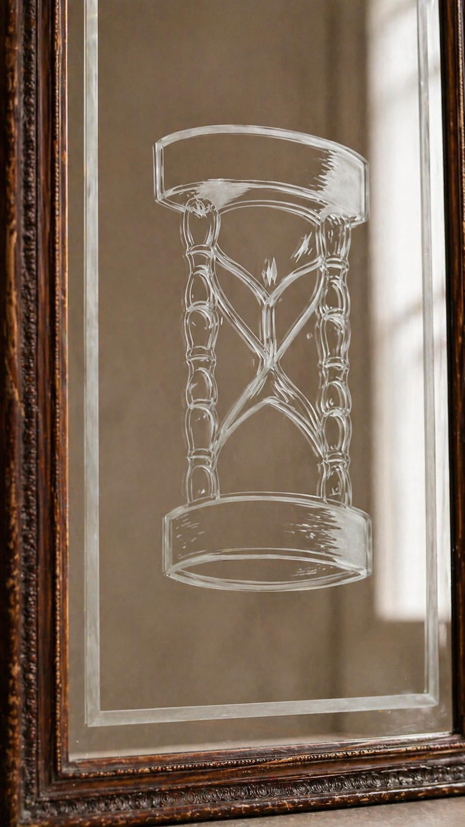 Vintage Etched Wall Mirror c. 1950s