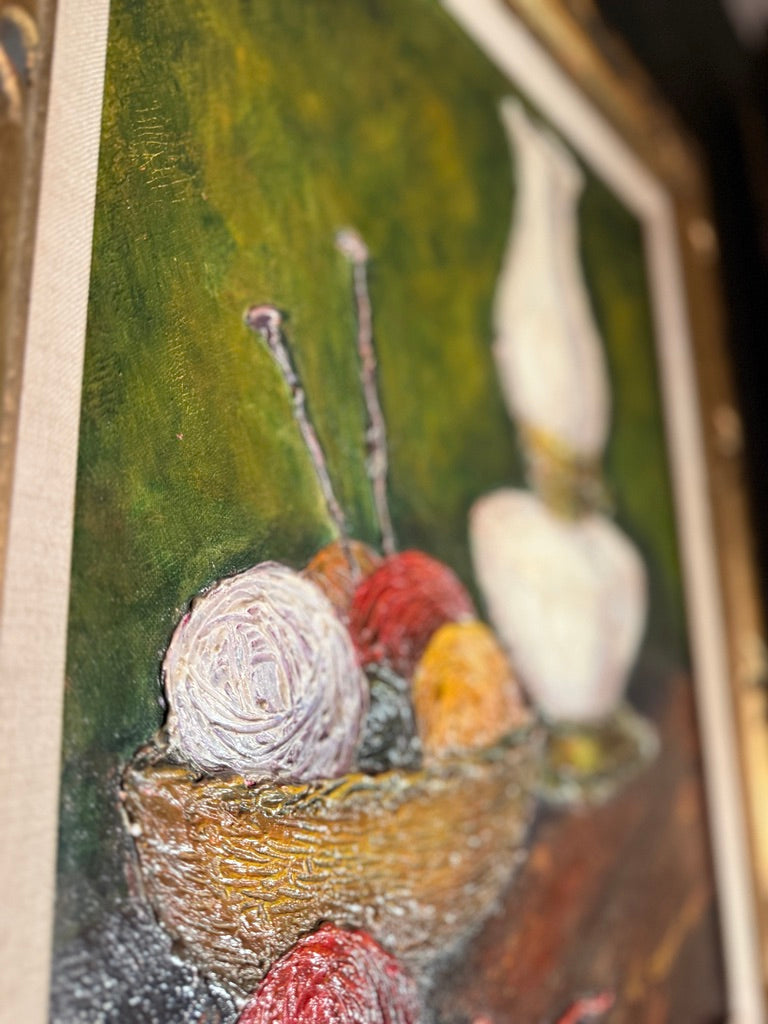 Mid-Century Still Life Painting by C. Munoz, 1967
