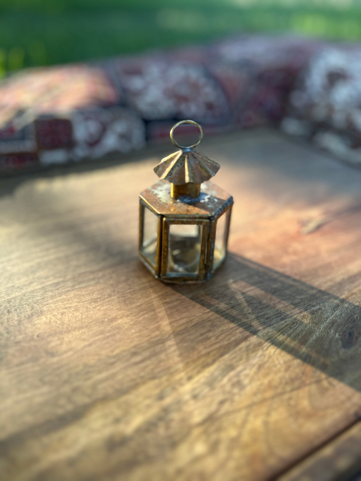 Brass and Glass Miniature Candle Lantern