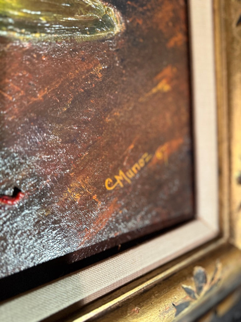 Mid-Century Still Life Painting by C. Munoz, 1967