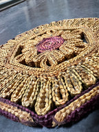 Vintage Handwoven Straw & Raffia Floral Trivet, c. 1960s–1970s