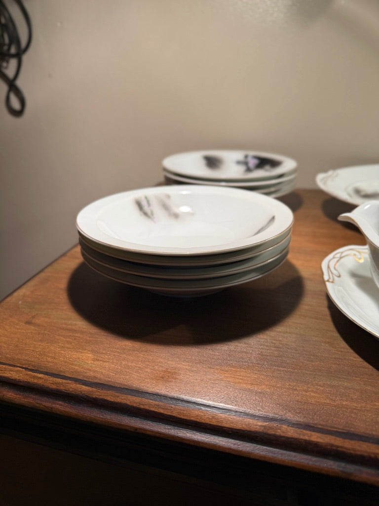 Fukagawa Arita Hand-Painted Porcelain Dinnerware Set, Japan, Late 1940s
