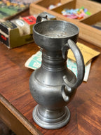Vintage German Pewter Twin-Handled Vase, Zinn Mark, c. 1900–1940