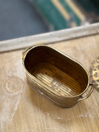 Vintage Oval Hammered Brass Jardinière With Side Handles, Circa 1940s