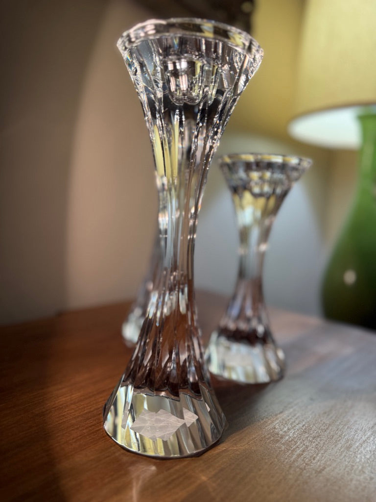Vintage Cut Crystal Candlesticks, Set of Three, c. 1965