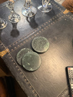 Dark Green Marble Coaster Set with Cork Backing c 1970s
