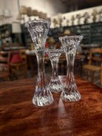 Vintage Czech Lead Crystal Pillar Holders, Set of 3, c. 1993–2005