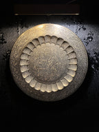 Large Indian Brass Wall Charger | 24” Hand-Chased Floral Repoussé