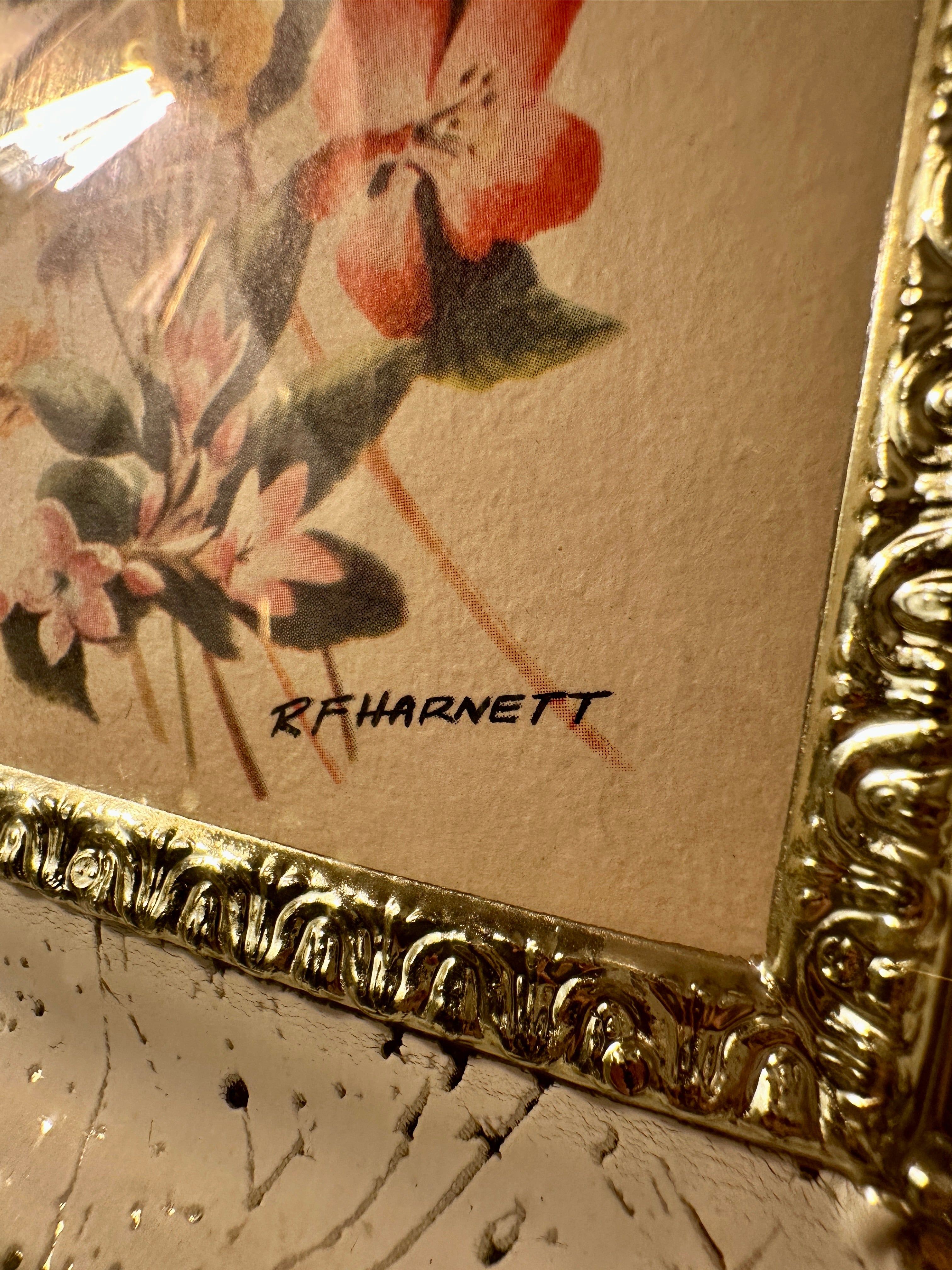 Vintage Floral Lithograph by R.F. Harnett, Mid-20th Century | Curated Reductions