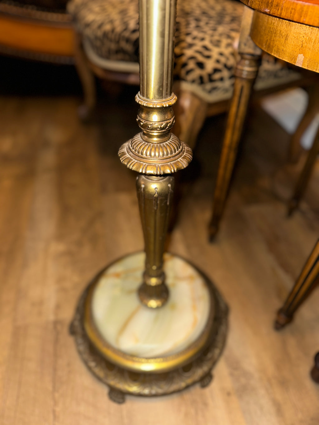 Antique Bronze Floor Lamp with Marble Base and Dual Switches, c. 1915–1930