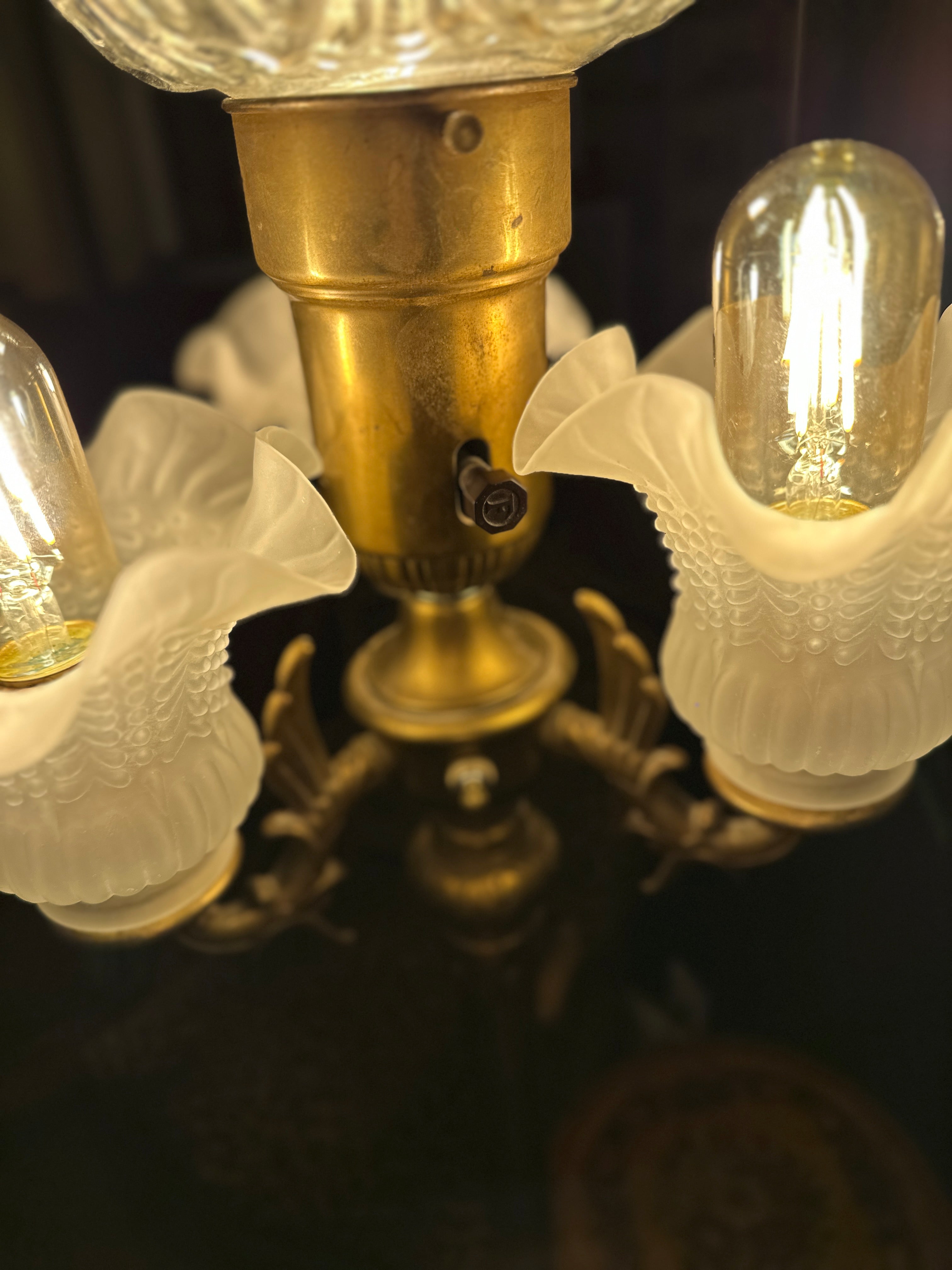 Antique Bronze Floor Lamp with Marble Base and Dual Switches, c. 1915–1930