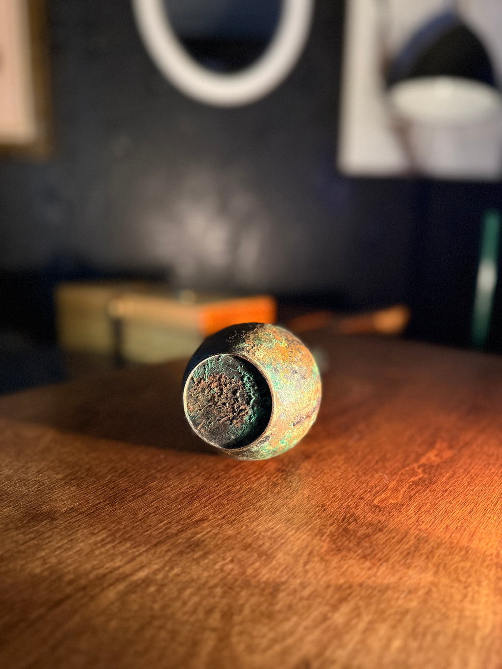 Antique Copper Bud Vase with Verdigris Patina, Late 19th Century c. 1880–1900