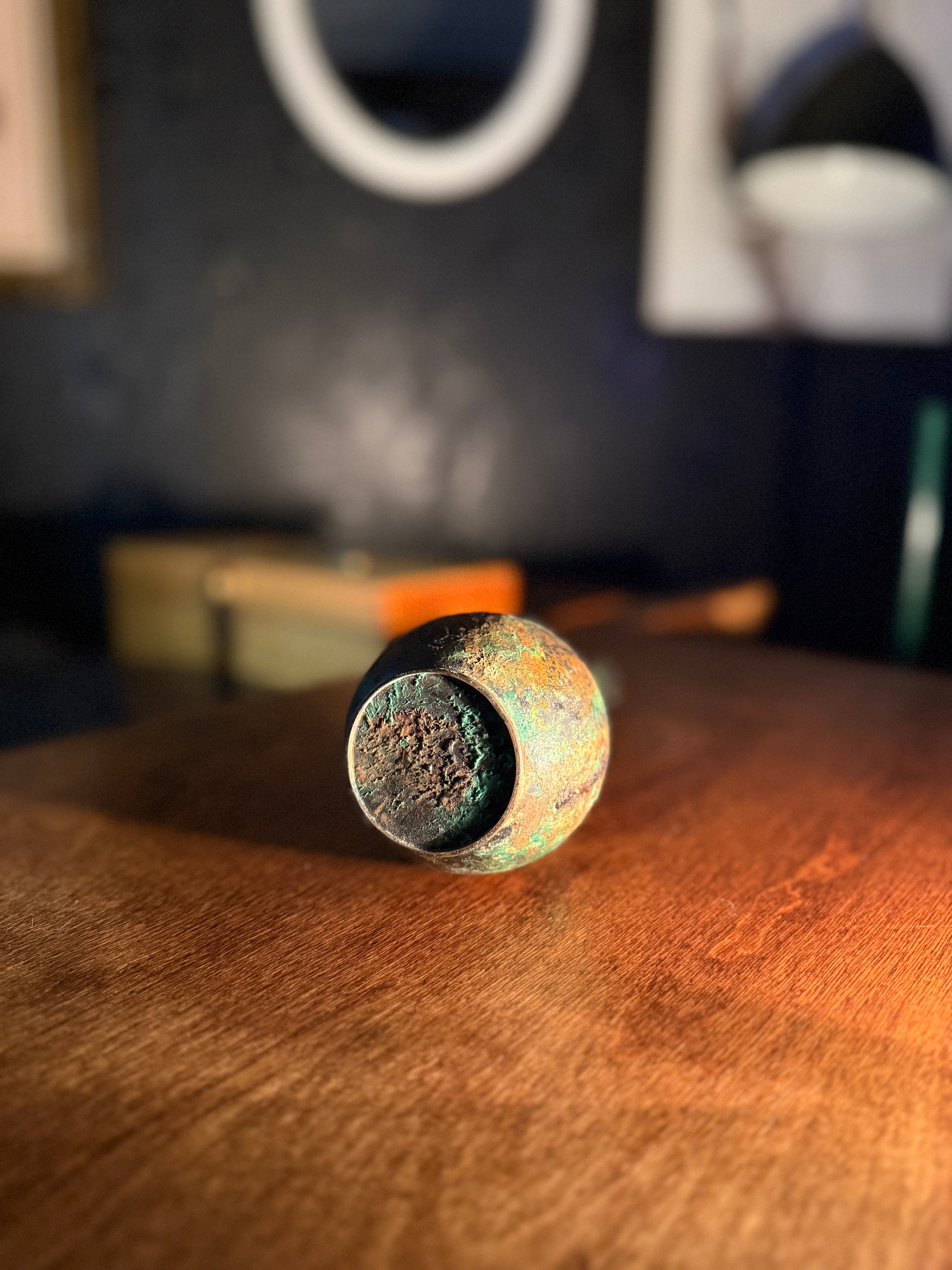 Antique Copper Bud Vase with Verdigris Patina, Late 19th Century c. 1880–1900