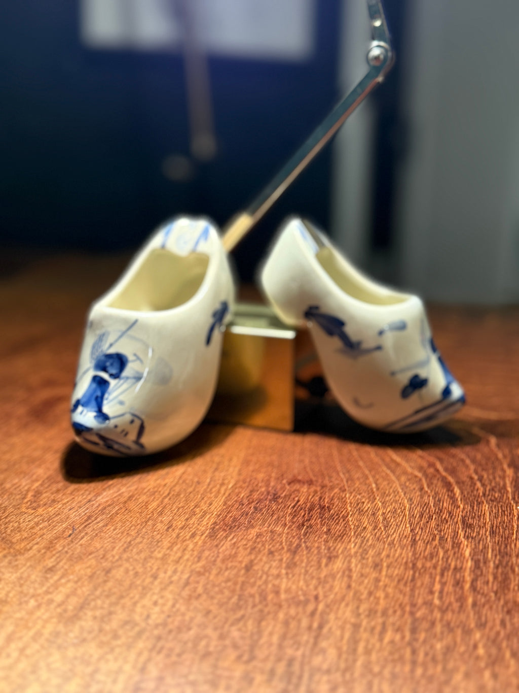 Antique Delftware Porcelain Miniature Clogs, Blue &amp; White, c. 1920–1940