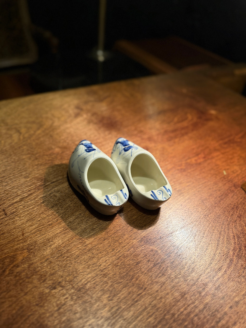 Antique Delftware Porcelain Miniature Clogs, Blue &amp; White, c. 1920–1940