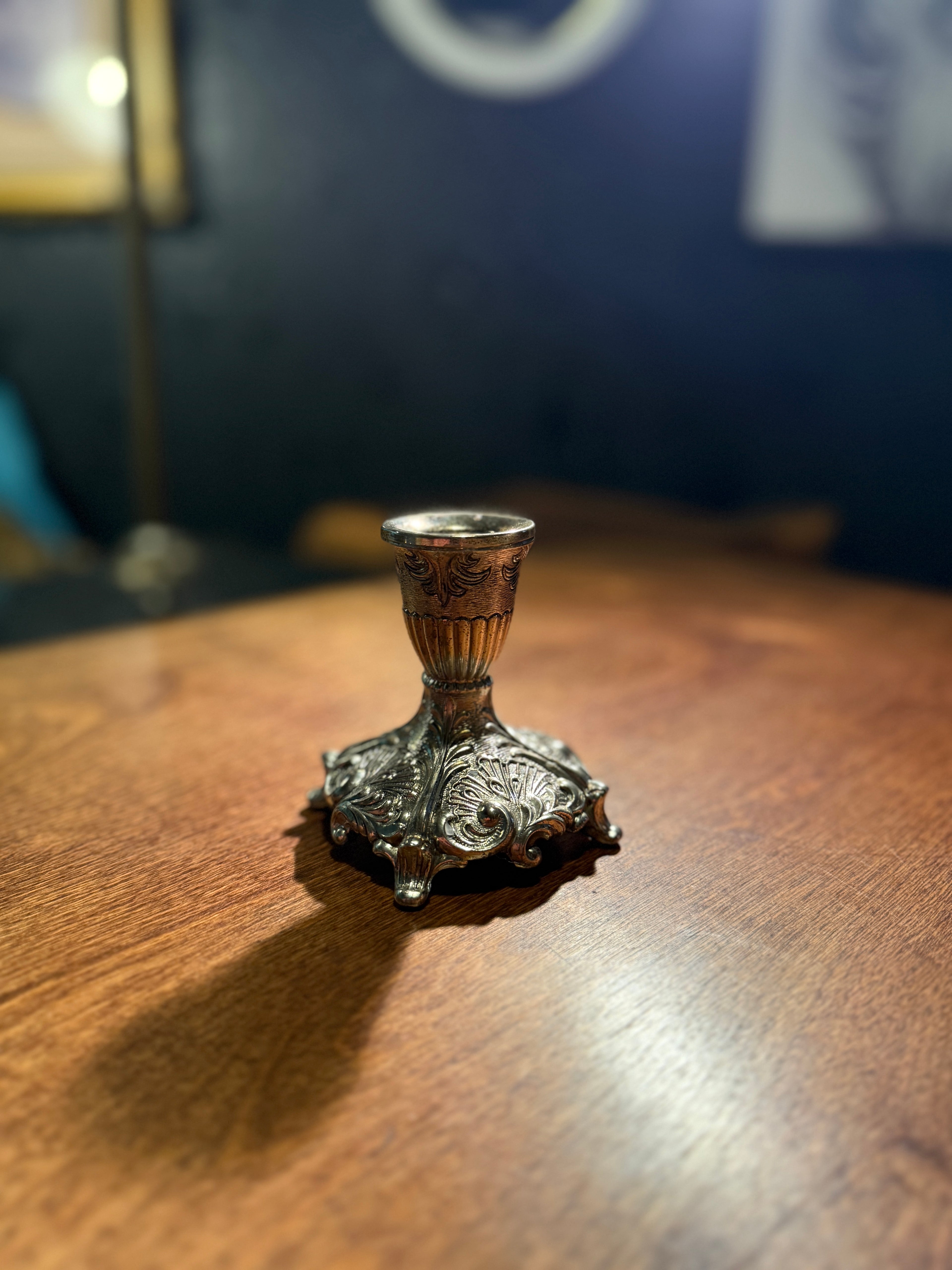 Antique European Baroque Revival Metal Candlestick, c. 1890–1910