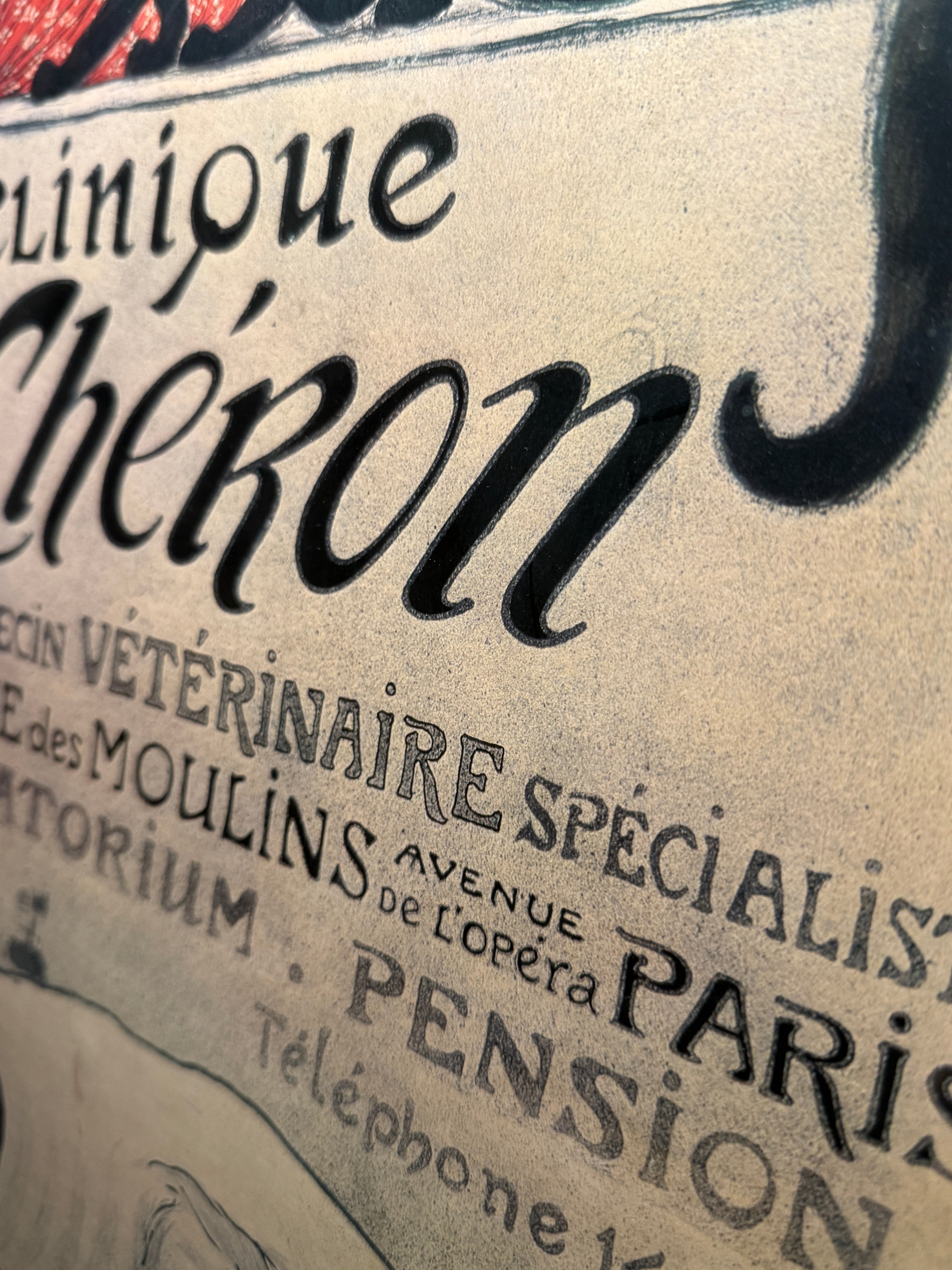 Original 1905 Steinlen Clinique Chéron Poster – Antique French Art Nouveau Lithograph of Cats & Dogs, Veterinary Ephemera