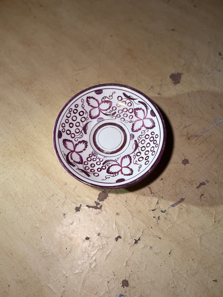 Gray’s Pottery Hand-Painted Grape Saucers, Stoke-on-Trent England c. 1920s–40s (Set of 4)