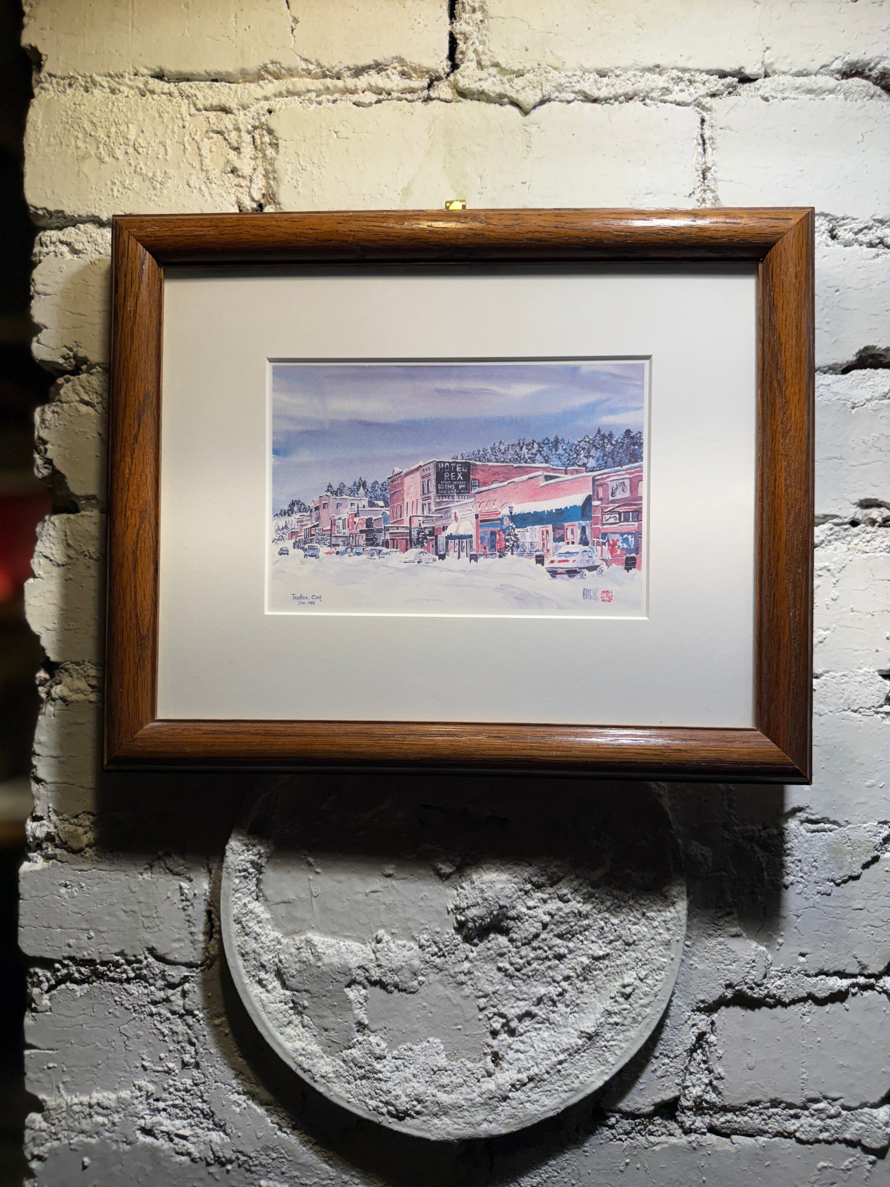 Truckee, California Winter Street Scene (1986) | Limited Edition Print by A. Dygert | Framed Mountain Town Art