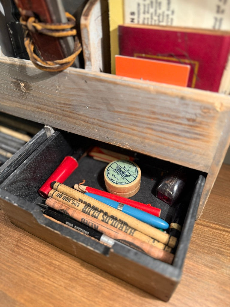 Vintage Mid-Century Gentleman's Desktop Organizer with Ephemera Collection (Reno Casino Antiques, Art - Architectural tools and Collectibles)