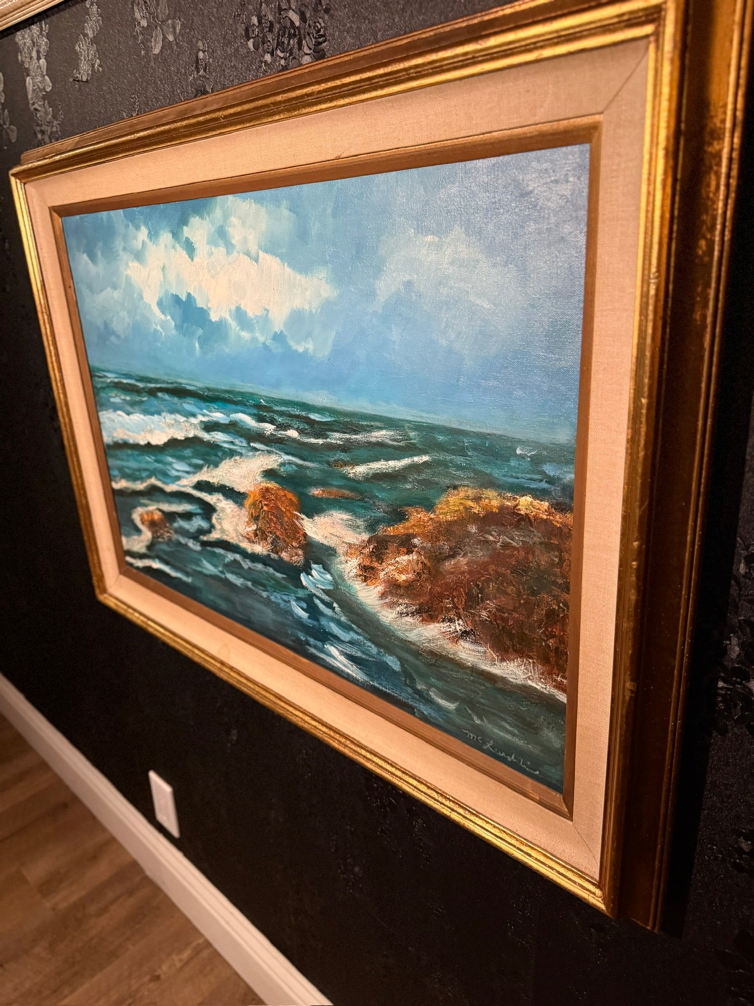 Mid-20th Century Coastal Seascape Oil Painting, Signed McLaughlin