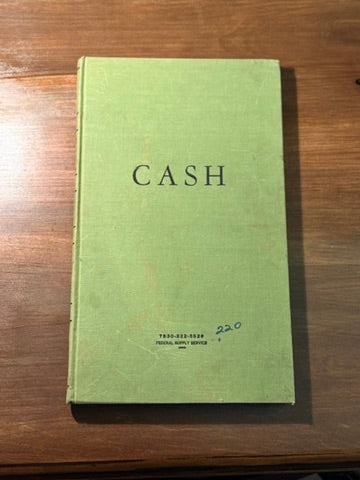 Mid-Century U.S. Government Cash Ledger | Olive Green Cloth Accounting Book, c. 1950s