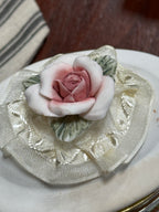 Japanese Porcelain Rose Jewelry Casket with Gilt Trim, c. 1950s–1960s