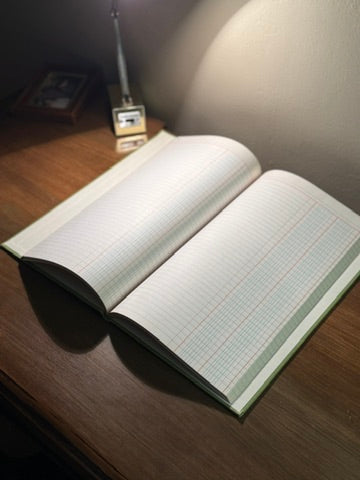 Mid-Century U.S. Government Cash Ledger | Olive Green Cloth Accounting Book, c. 1950s