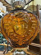 Antique Amber Cherub Glass Oil Lamp Font, Electrified, c. 1890–1915