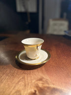 Vintage Lenox Aristocrat Demitasse Cup & Saucer Set | Gold Encrusted American Porcelain