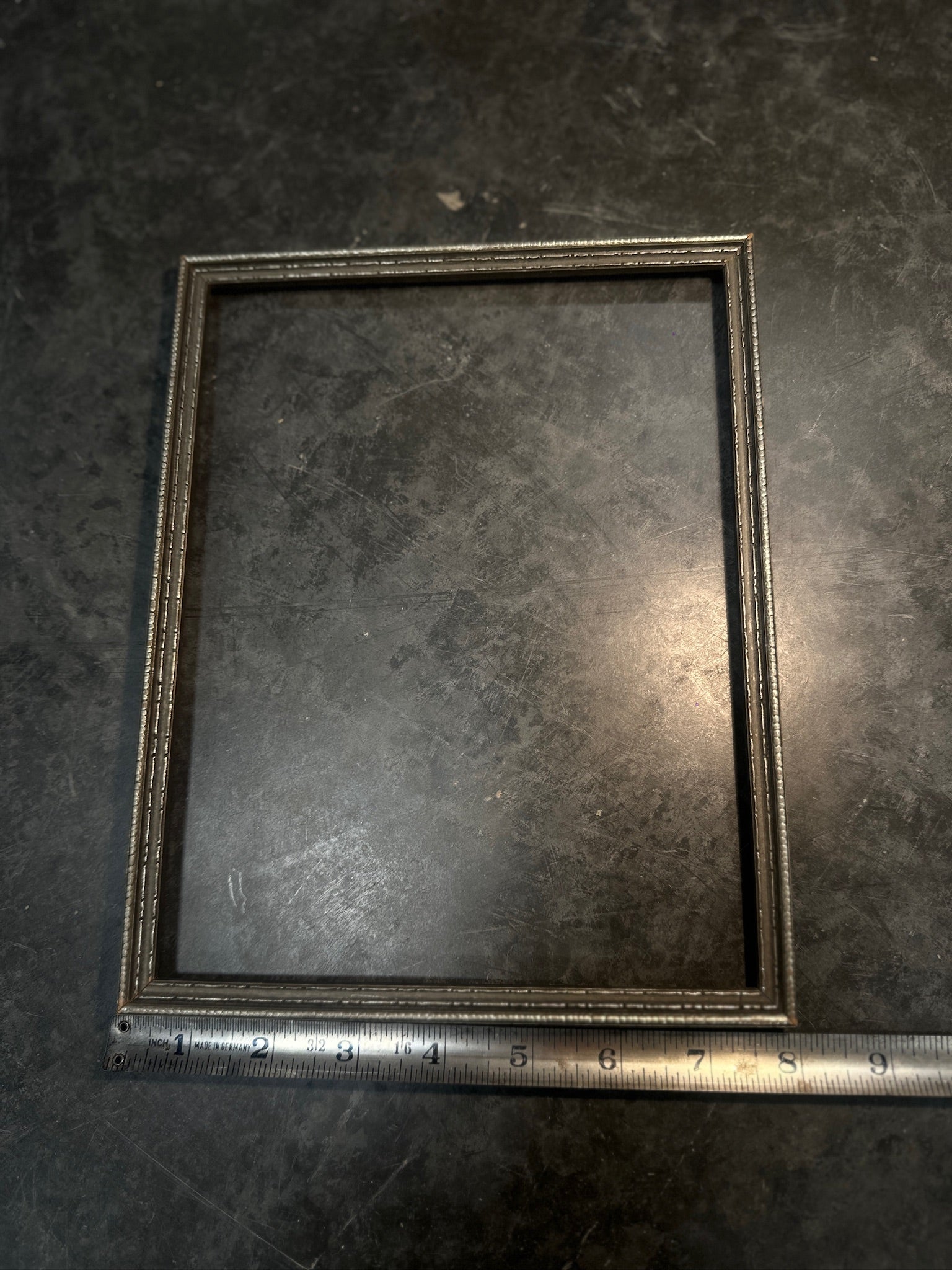 Mid Century Picture Frame, c. 1940s–1950s Silver-Tone Beaded Frame