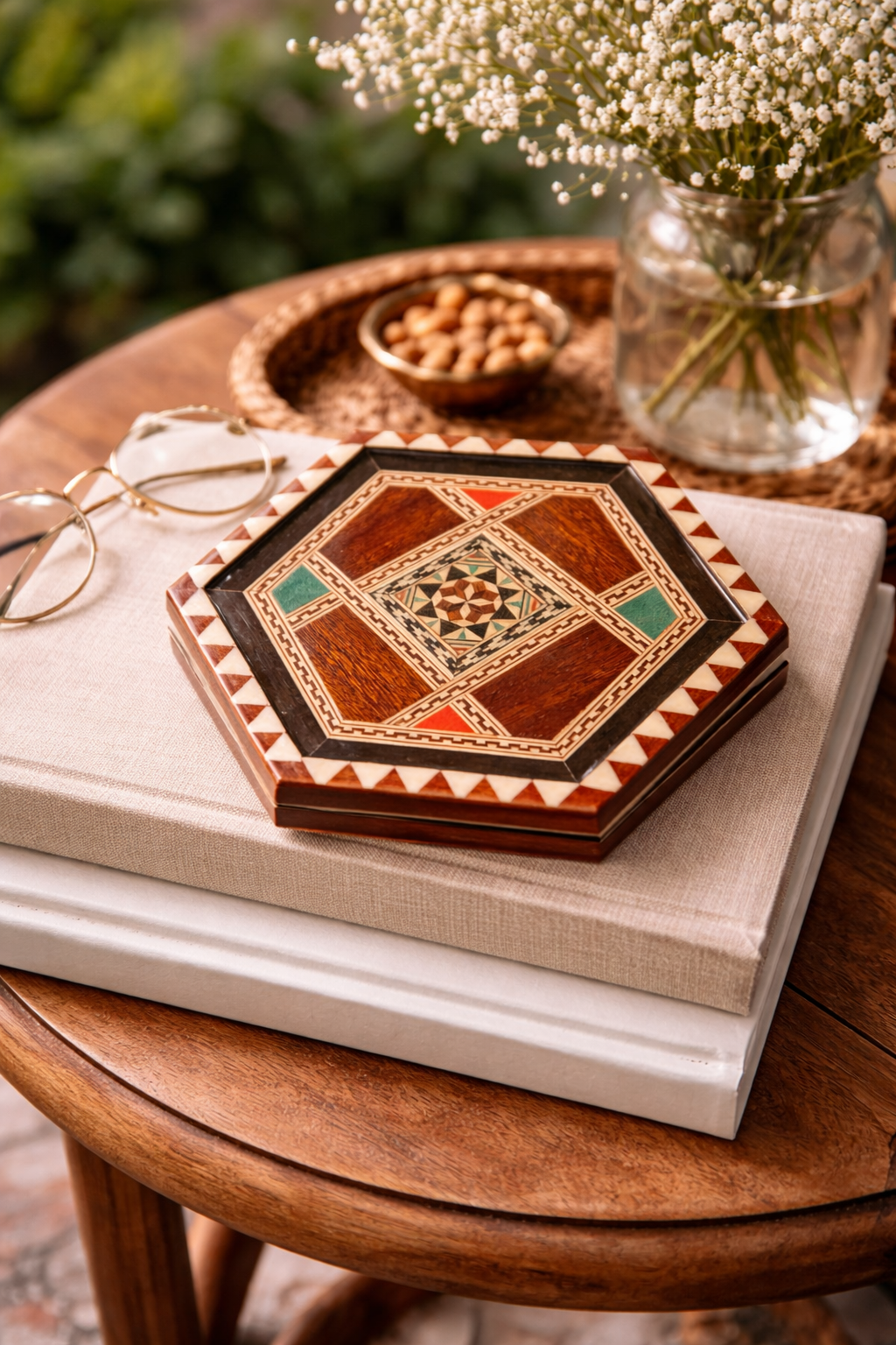 Vintage Spanish Marquetry Coaster / Trivet c. 1992