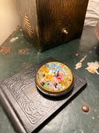 Early 20th-Century Reverse-Painted Floral Glass Paperweight | Gold Ground, c. 1900–1925