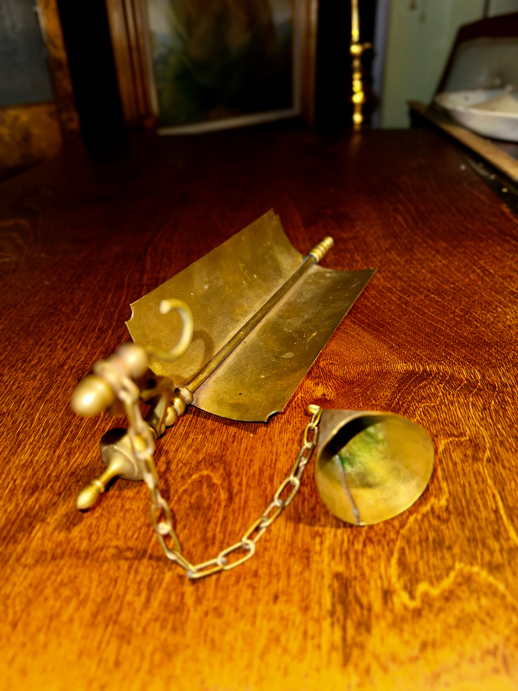 Antique Brass Candle Snuffer with Wax Guard c.1880–1920
