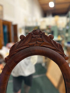 Rococo Revival Shaving Mirror, Carved Rose Crest and Flame Mahogany Case, American, c. 1850–1875