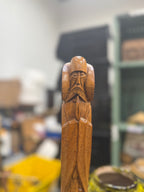 Vintage Carved Hardwood Praying Figure, Dated Label, 1954