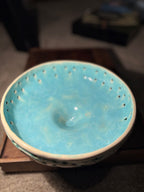 Turquoise Reticulated Footed Ceramic Bowl, c. 1950s–1960s