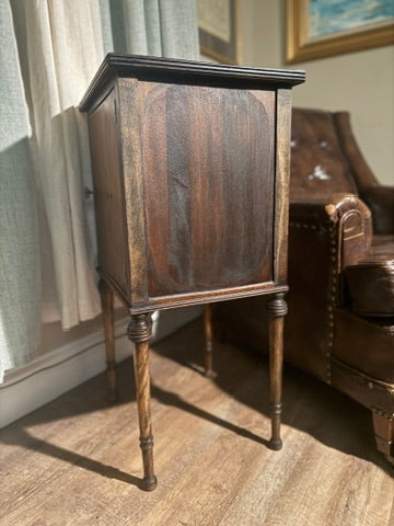 Early 20th-Century Cabinet Table (c. 1920s–1930s) | Black & Walnut Finish | Hinchman Collective
