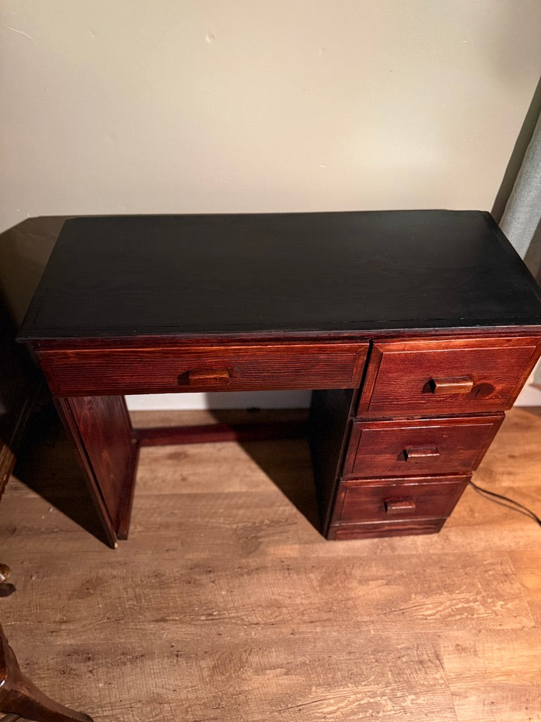 Early 20th Century Solid Wood Writing Desk, c. 1910s–1920s, Hand-Finished